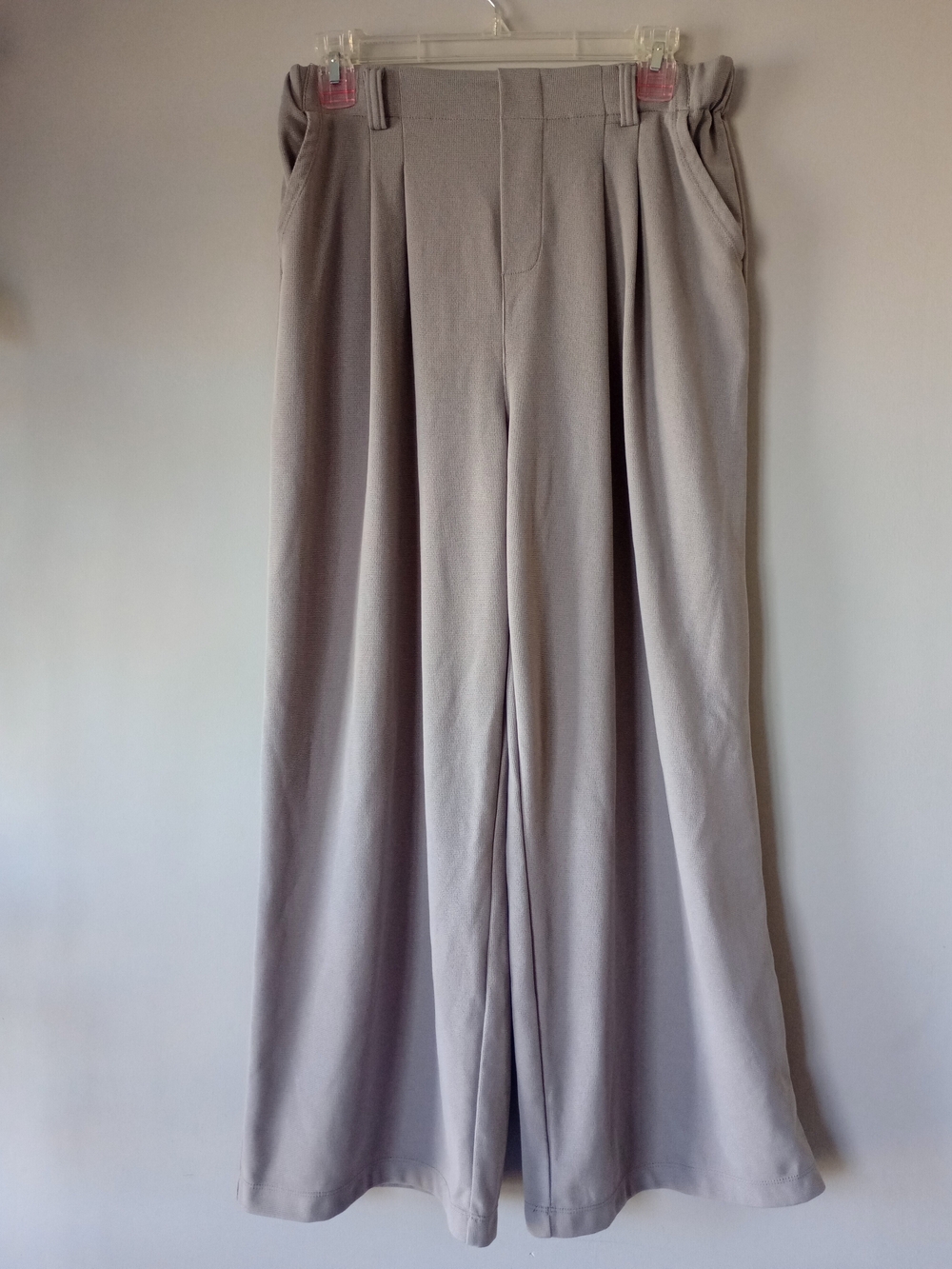 Halara Flex High Waisted Pocket Wide Leg Waffle Gray Pant Sz M Work Leisure Chic